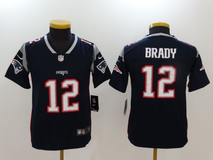 Youth New England Patriots #12 Brady Blue Nike Vapor Untouchable Limited NFL Jerseys->->Youth Jersey